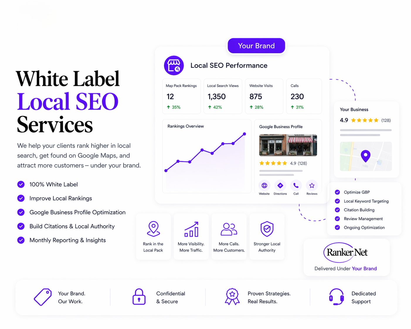 Local SEO map pin and ranking illustration